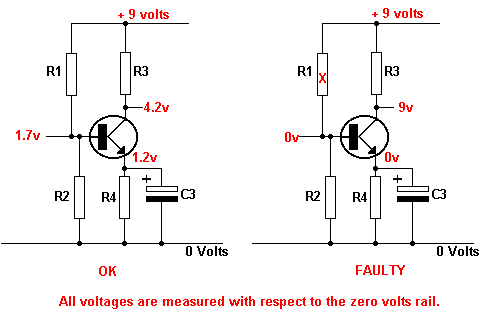 Upper Base Bias Resistor Open Circuit Diagram