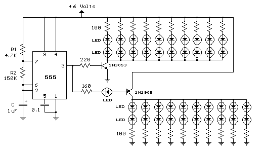40 LED Bicycle Light - 555 timer Circuit / Schematic
