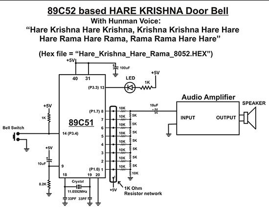 Microcontroller 89C52 Based Hare Krishna Door Bell Project in Hindi