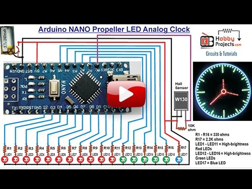 Arduino NANO Propeller LED Analog Clock Video