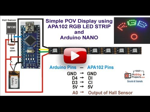 Simple Pov Display Using Apa102 Rgb Led Strip And Arduino Nano 4458