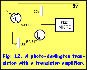 A Photo darlington transistor with a transistor amplifier