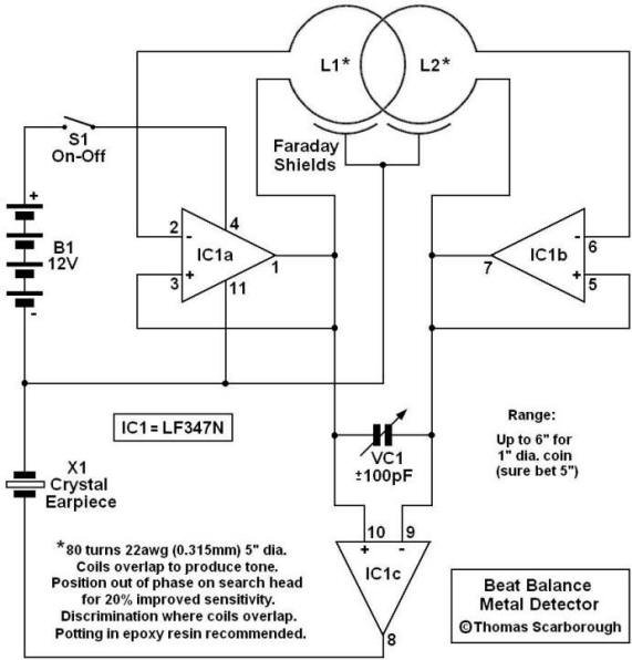 Beat Balance Metal Detector Circuit Diagram